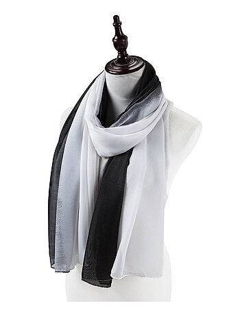 Pareo di seta bianco nero Marina