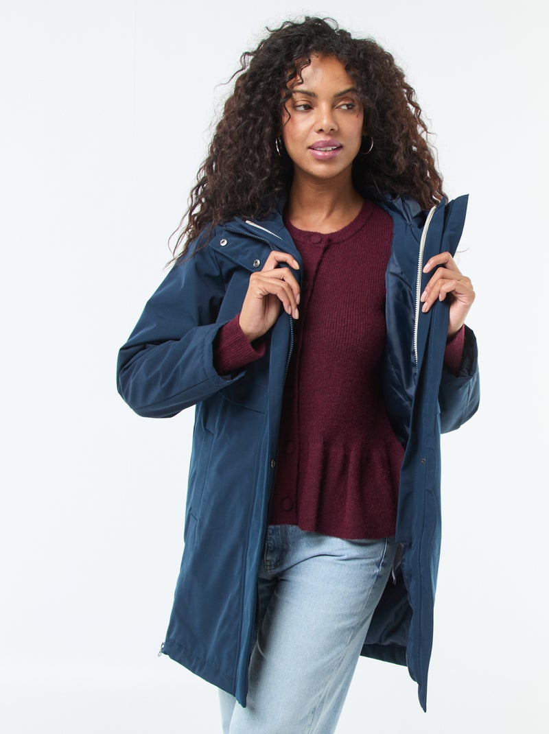 Parka 3-in-1 idrorepellente con fodera calda rimovibile Blu - Kiabi