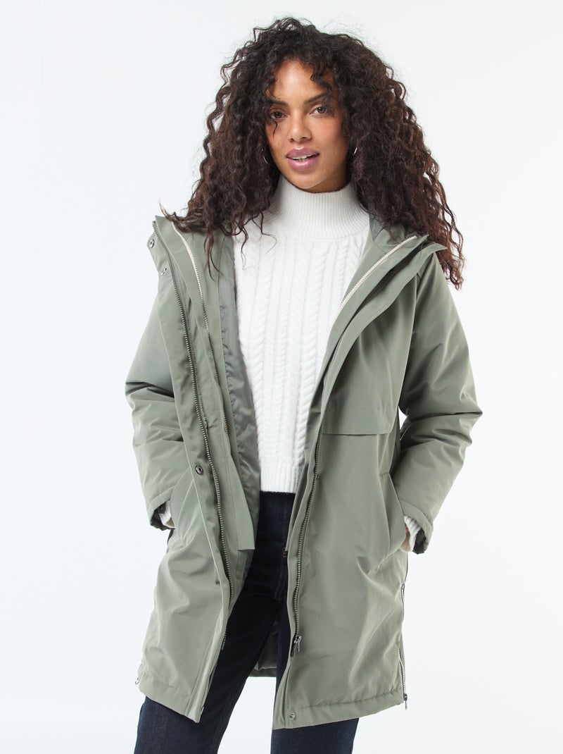 Parka 3-in-1 idrorepellente con fodera calda rimovibile Verde - Kiabi