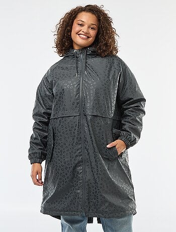 Parka antipioggia con cappuccio e fodera in ecopelliccia