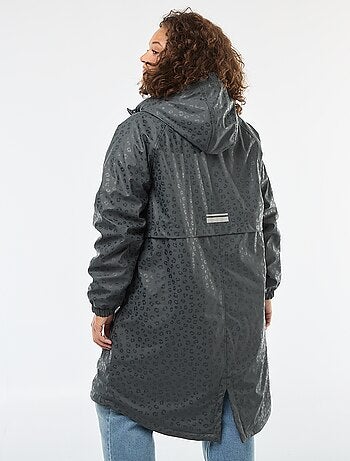 Parka antipioggia con cappuccio e fodera in ecopelliccia