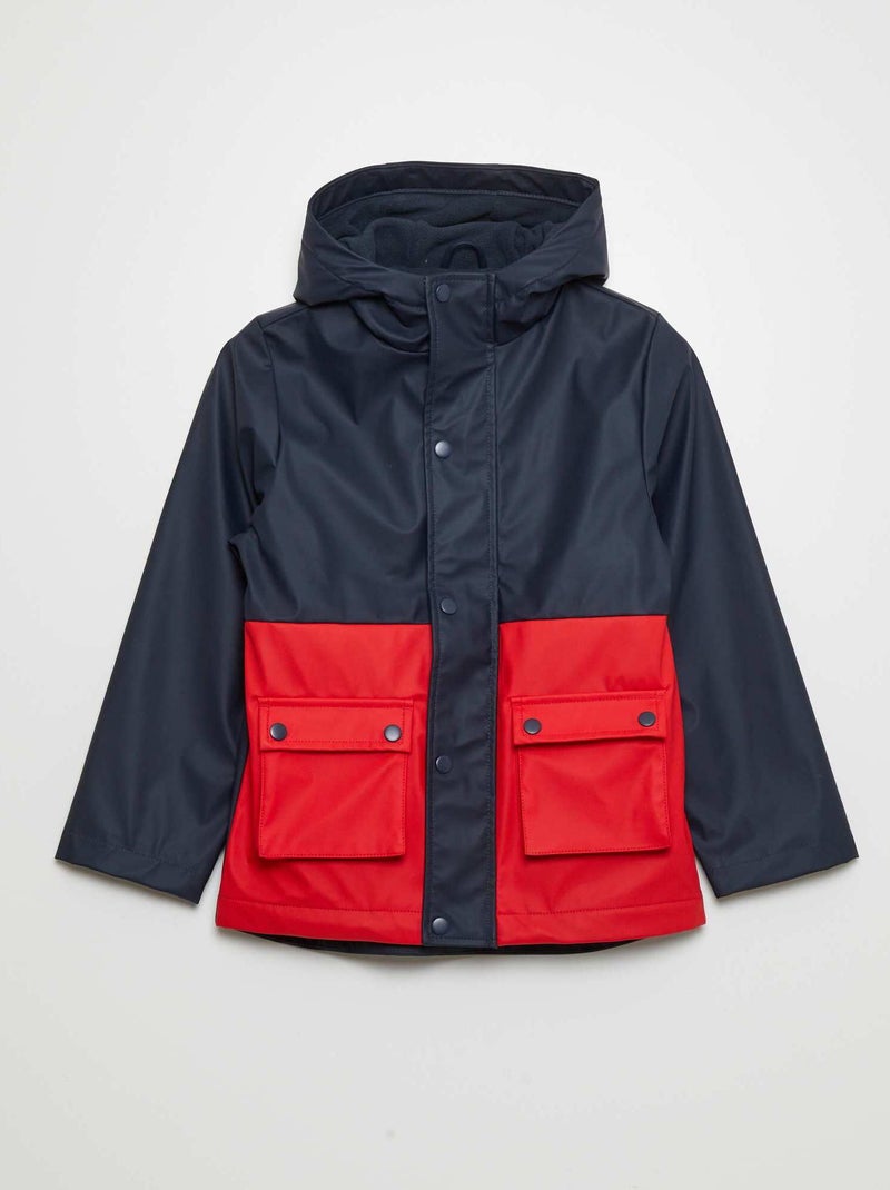 Parka bicolore con fodera in pile blu - Kiabi