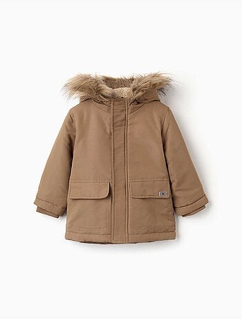 Parka con cappuccio con fodera in sherpa