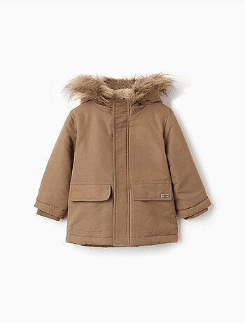 Parka con cappuccio con fodera in sherpa