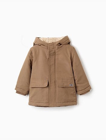 Parka con cappuccio con fodera in sherpa