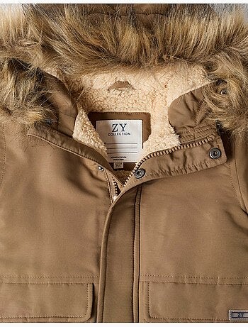 Parka con cappuccio con fodera in sherpa