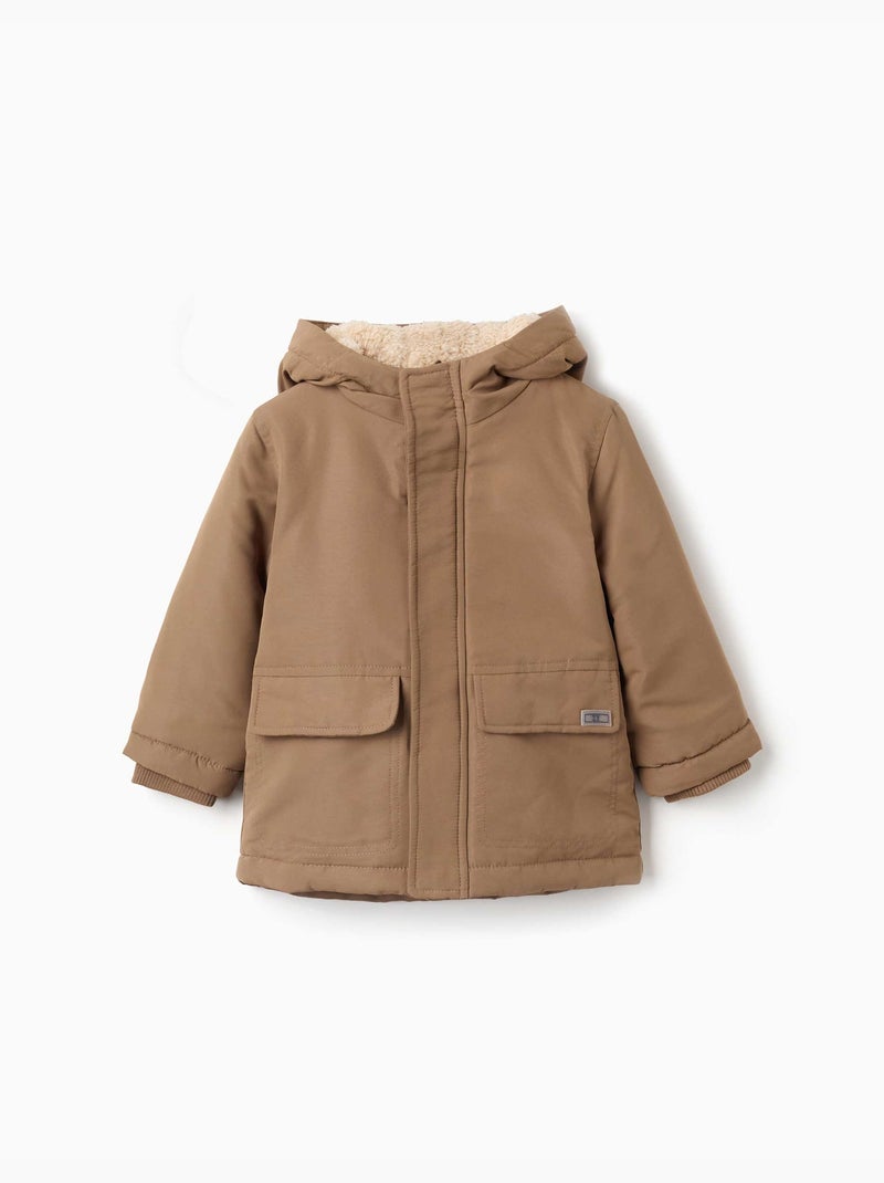 Parka con cappuccio con fodera in sherpa Grigio - Kiabi