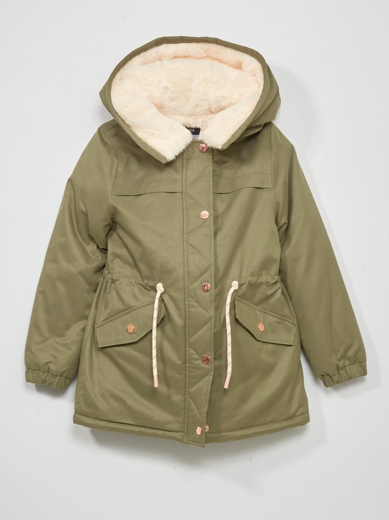 Parka con cappuccio con pelliccia KAKI - Kiabi