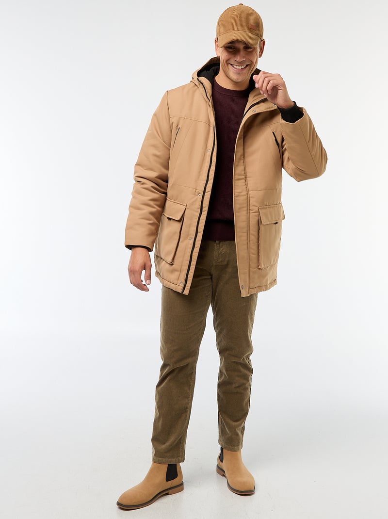 Parka con cappuccio di media lunghezza Beige - Kiabi