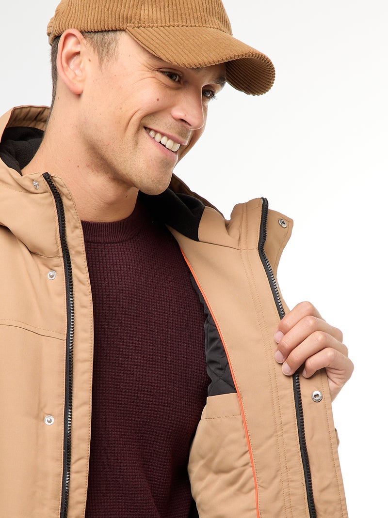 Parka con cappuccio di media lunghezza Beige - Kiabi