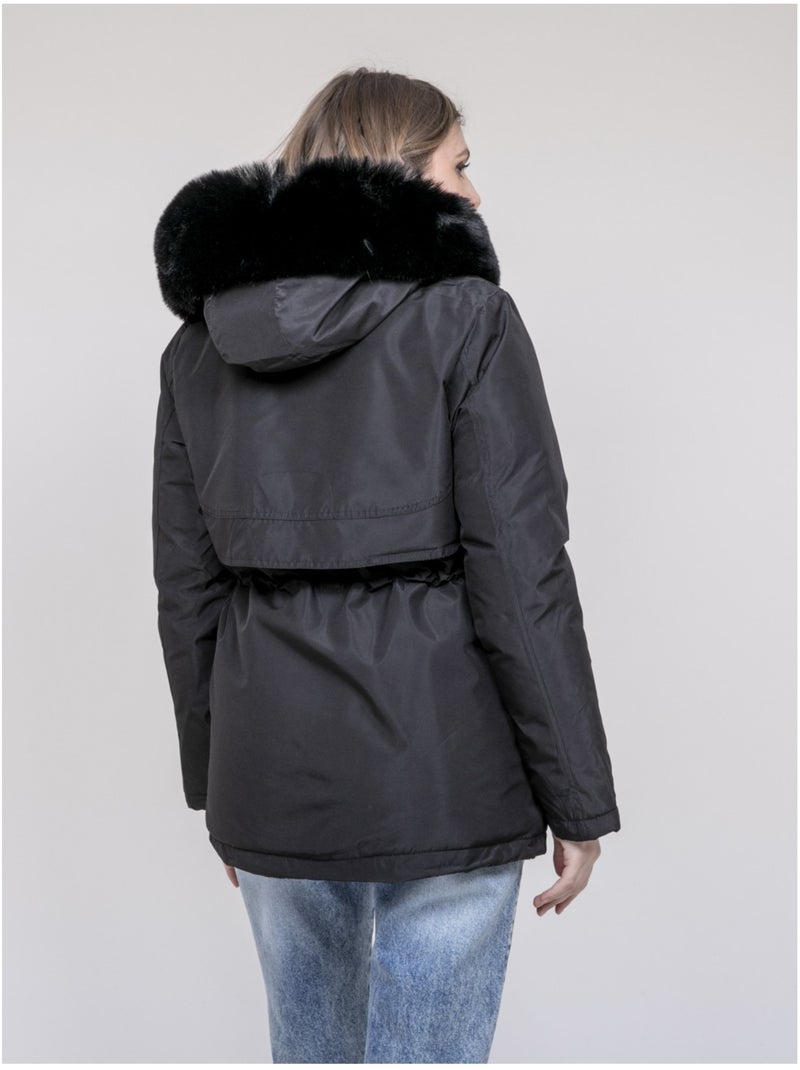 Parka con cappuccio e finta pelliccia USMAR Nero - Kiabi