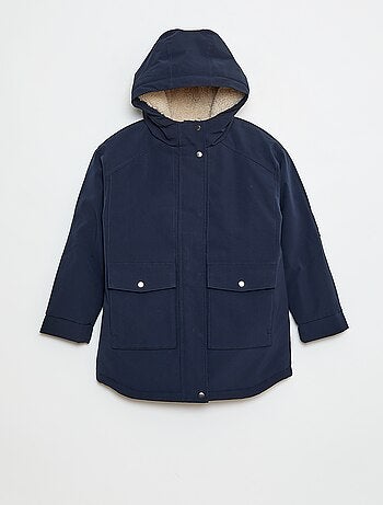Parka con cappuccio e fodera effetto montone