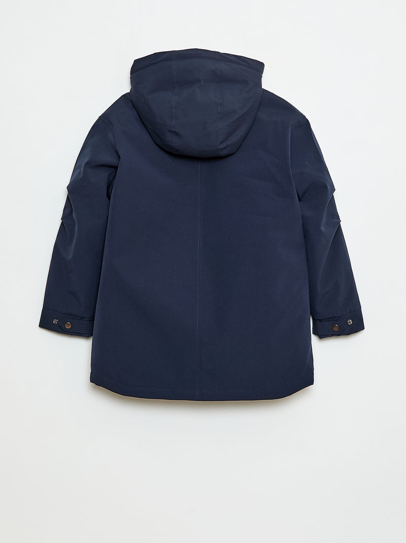 Parka con cappuccio e fodera effetto montone Blu - Kiabi