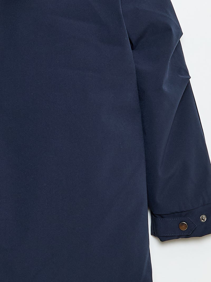 Parka con cappuccio e fodera effetto montone Blu - Kiabi