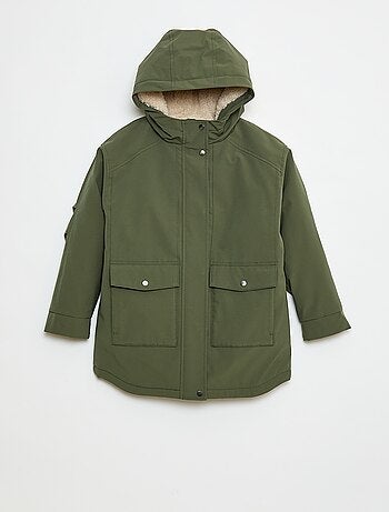 Parka con cappuccio e fodera effetto montone