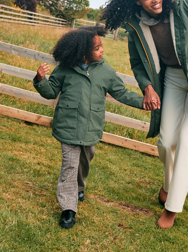 Parka con cappuccio e fodera effetto montone Verde - Kiabi