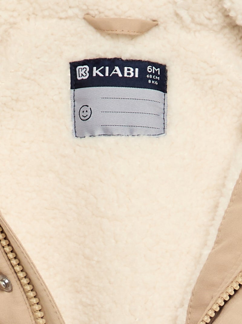 Parka con cappuccio e interno effetto montone Beige - Kiabi