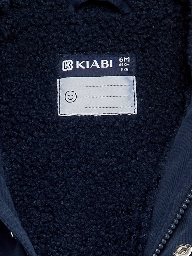 Parka con cappuccio e interno effetto montone Blu - Kiabi
