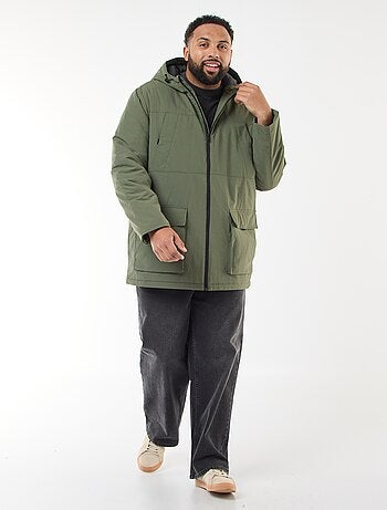 Parka con cappuccio e tasche applicate a doppia entrata foderate in pile