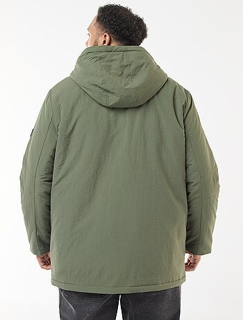 Parka con cappuccio e tasche applicate a doppia entrata foderate in pile