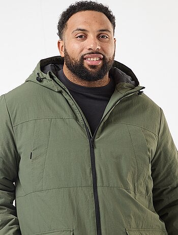 Parka con cappuccio e tasche applicate a doppia entrata foderate in pile