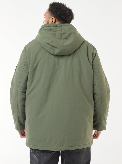 Parka con cappuccio e tasche applicate a doppia entrata foderate in pile - Kiabi