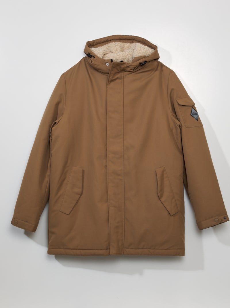 Parka con cappuccio foderato effetto montone BEIGE - Kiabi