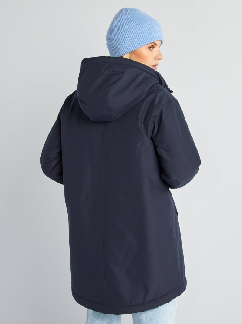 Parka con cappuccio foderato effetto montone BLU - Kiabi