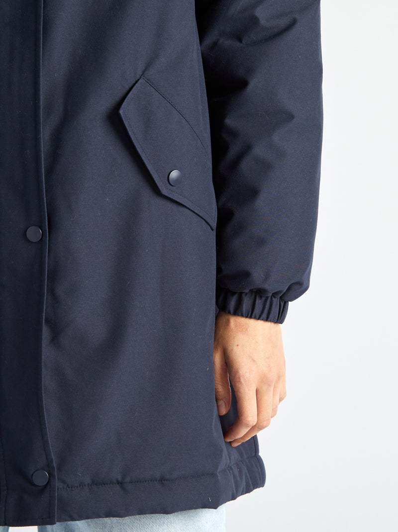 Parka con cappuccio foderato effetto montone BLU - Kiabi