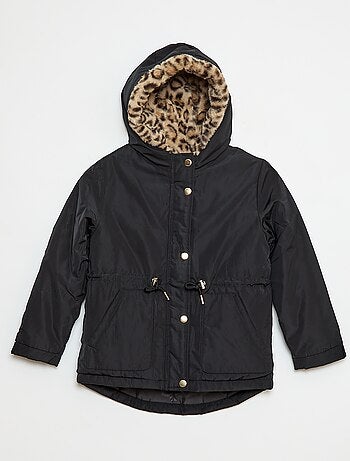 Parka con cappuccio foderato in ecopelliccia