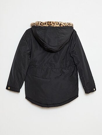 Parka con cappuccio foderato in ecopelliccia