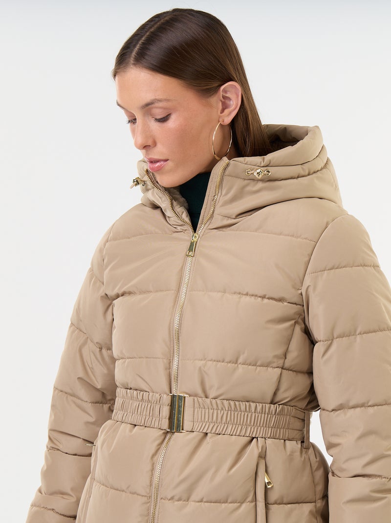 Parka con cappuccio foderato in pelliccia sintetica Beige - Kiabi