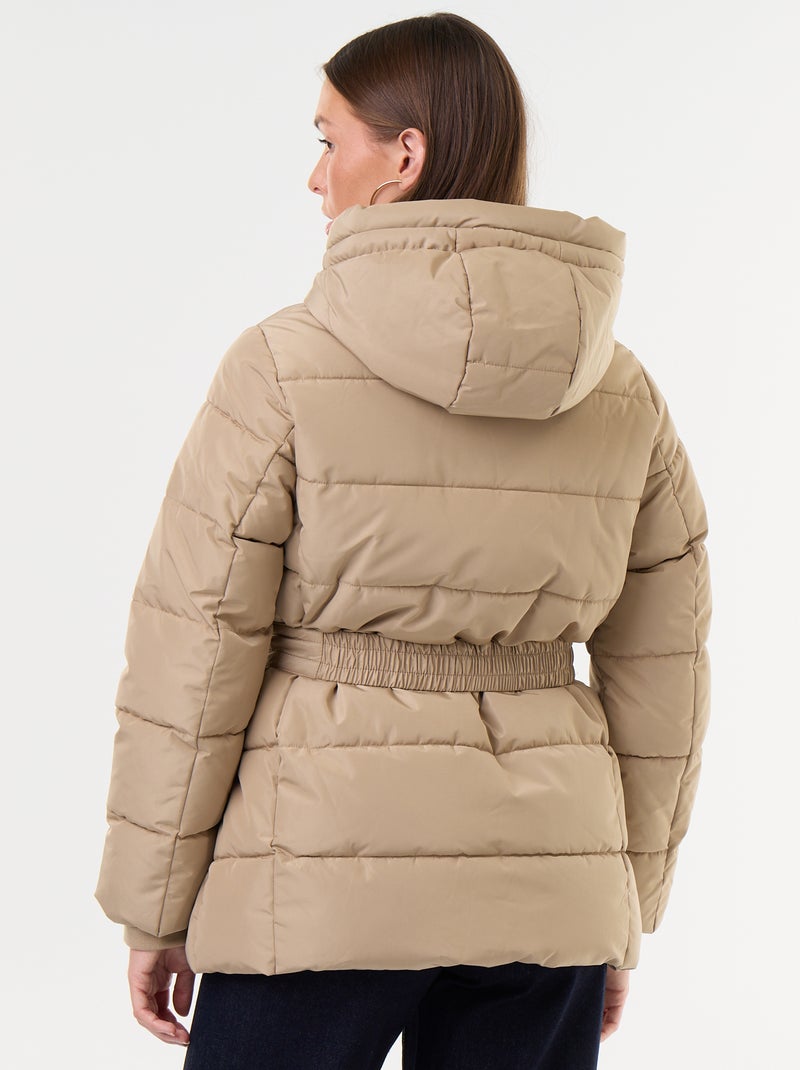 Parka con cappuccio foderato in pelliccia sintetica Beige - Kiabi