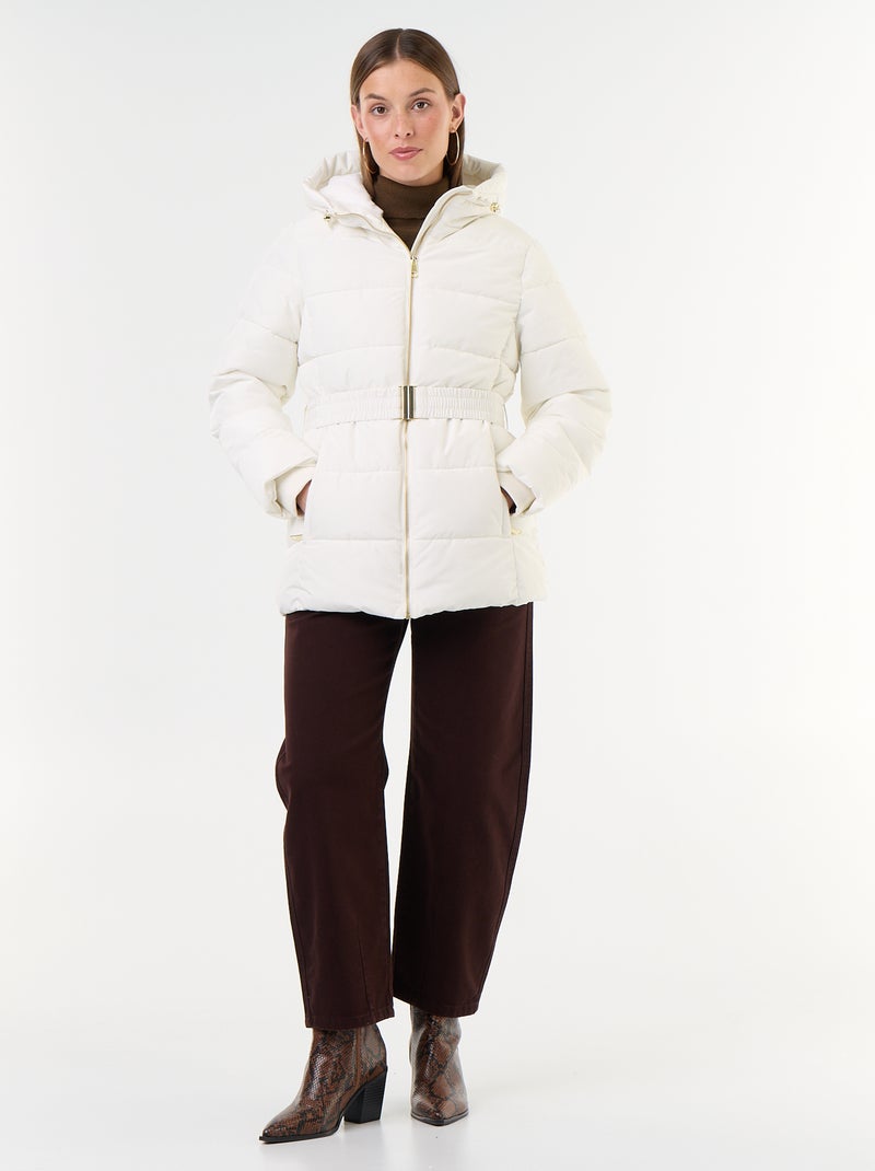 Parka con cappuccio foderato in pelliccia sintetica Bianco - Kiabi