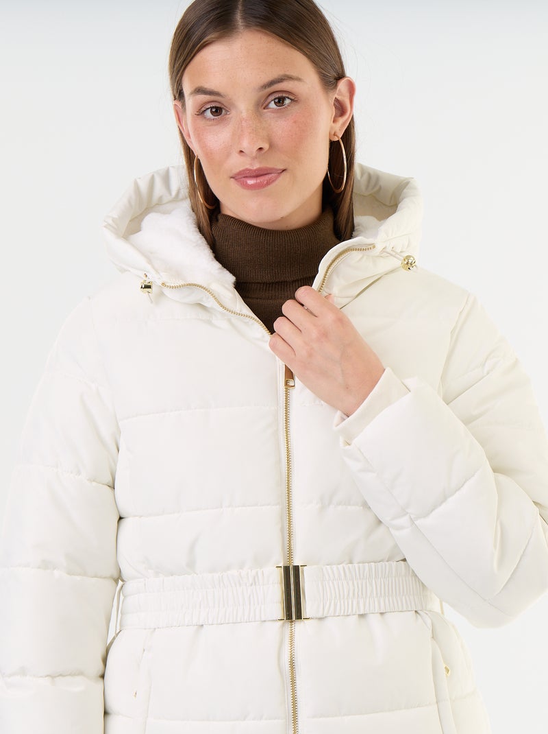Parka con cappuccio foderato in pelliccia sintetica Bianco - Kiabi
