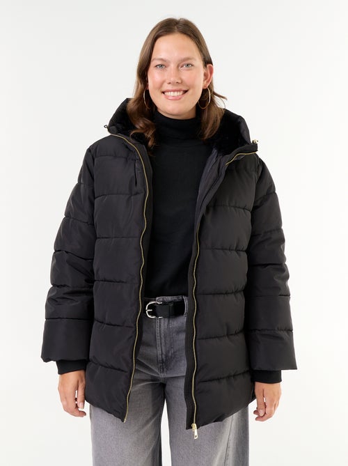 Parka con cappuccio foderato in pelliccia sintetica - Kiabi Parka con cappuccio foderato in pelliccia sintetica - Kiabi