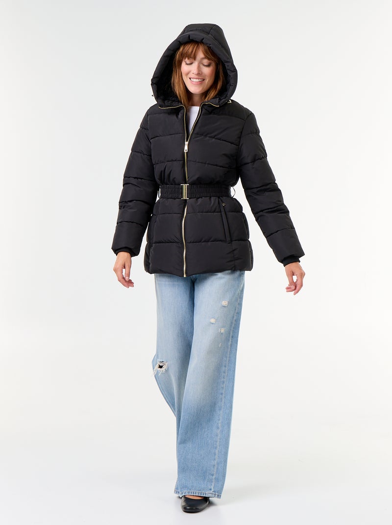 Parka con cappuccio foderato in pelliccia sintetica Nero - Kiabi