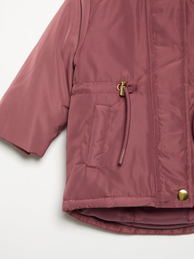 Parka con cappuccio foderato in pelliccia sintetica Rosa - Kiabi