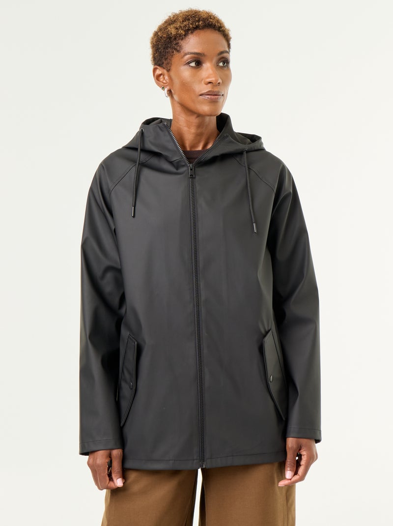 Parka con cappuccio idrorepellente Nero - Kiabi