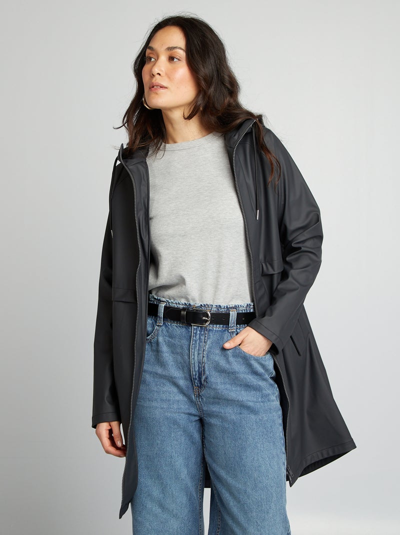 Parka con cappuccio impermeabile NERO - Kiabi