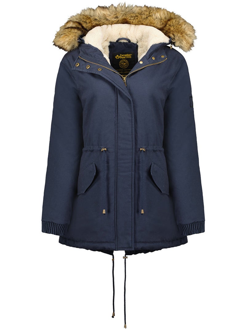 Parka con cappuccio in pelliccia sintetica ampurieak – canadian peak Blu marino - Kiabi