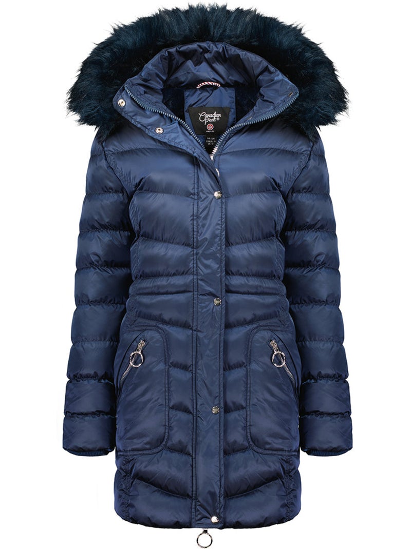 Parka con cappuccio in pelliccia sintetica civileak – canadian peak Blu marino - Kiabi