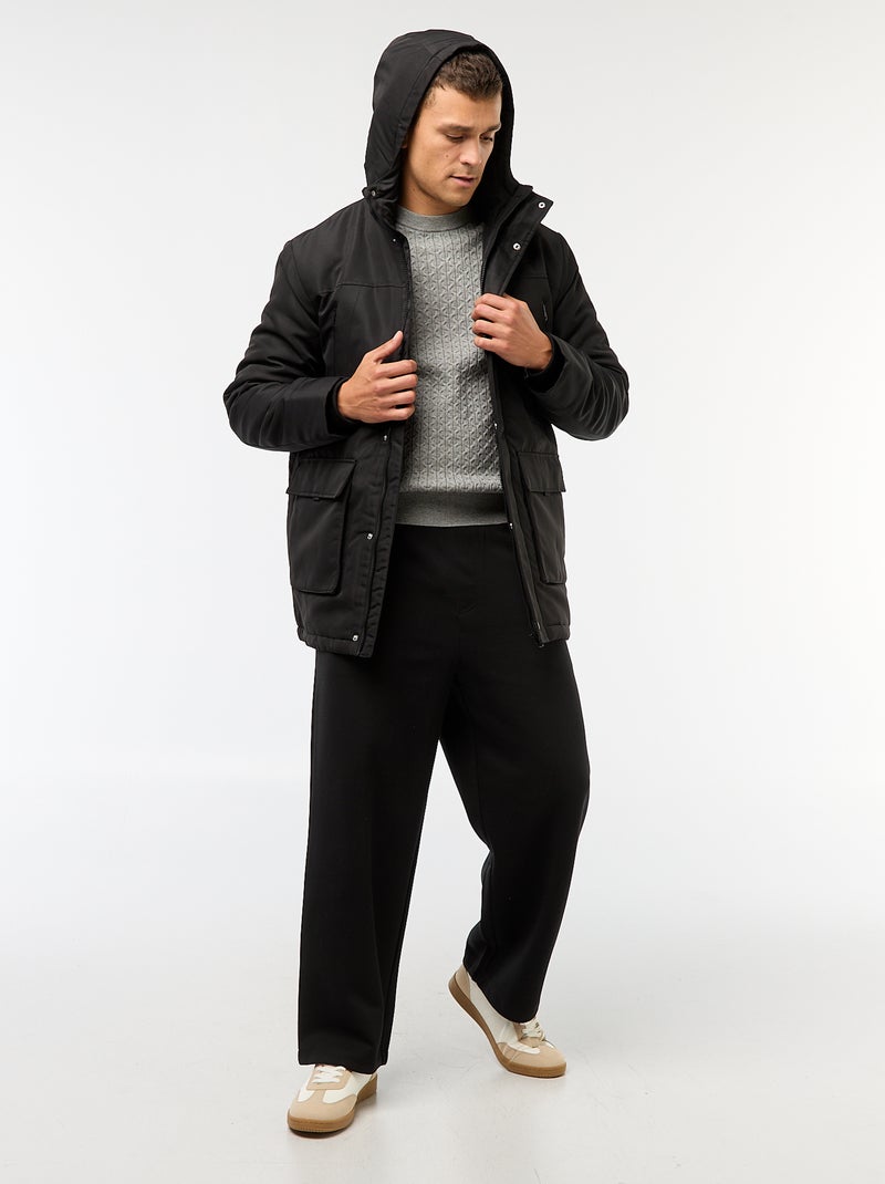 Parka con cappuccio midi Nero - Kiabi