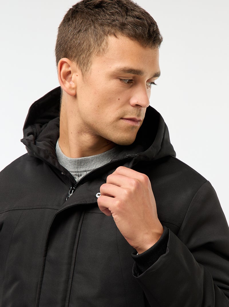Parka con cappuccio midi Nero - Kiabi