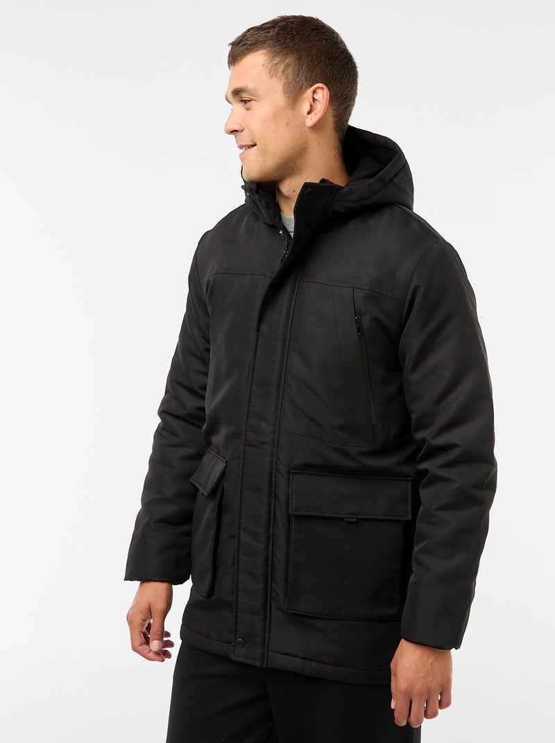 Parka con cappuccio midi Nero - Kiabi