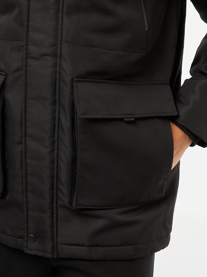 Parka con cappuccio midi Nero - Kiabi