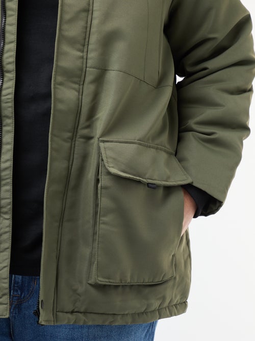Parka con cappuccio tinta unita idrorepellente - Kiabi