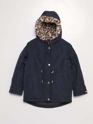 Parka con pelliccia leopardata