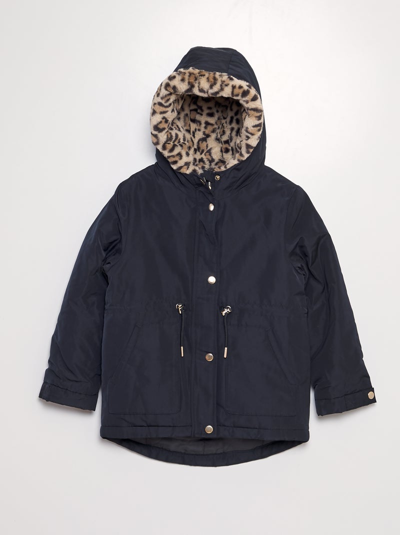 Parka con pelliccia leopardata nero - Kiabi