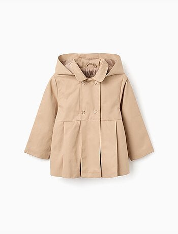 Parka con pieghe e cappuccio rimovibile